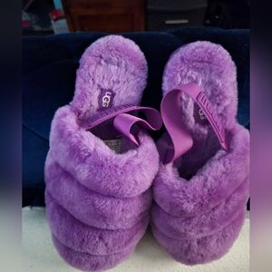 UGG Women's Fluffy Purple Slippers, Sz 9.